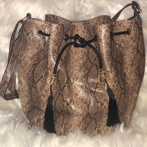 Snakeskin bucket bag